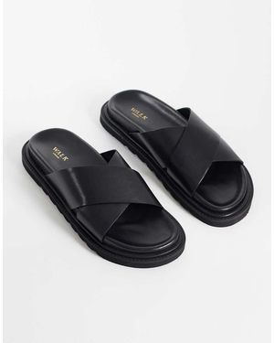 Walk London Ezra Cross Strap Sandals - Black