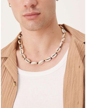 ASOS Festival Faux Shell And Cord Necklace - Natural