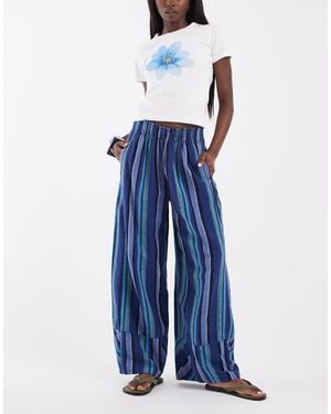 Free People Days End Solar Linen Trousers - Blue