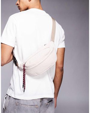 ASOS Nylon Bum Bag With Contrast Pullers - White