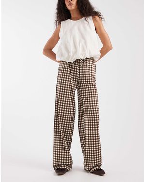 Threadbare – schlupfhose aus jersey mit kordelzug und schokobraunem vichy-karomuster