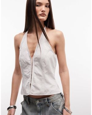 Weekday Top dos nu à agrafes - blanc cassé