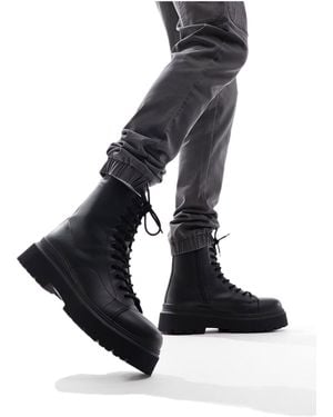 Bershka Lace Up Military Boots - Black