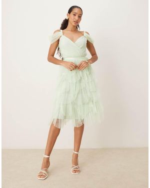 True Decadence Pleated Petal Midi Dress - Natural