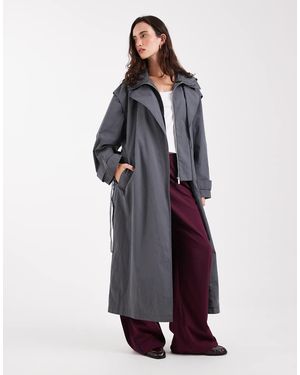 ASOS Dubbellaagse Trenchcoat Met Capuchon - Blauw