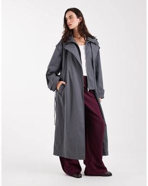 ASOS Double Layer Hooded Trench Coat - Blue