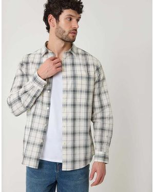 Threadbare Check Cotton Long Sleeve Shirt - Grey
