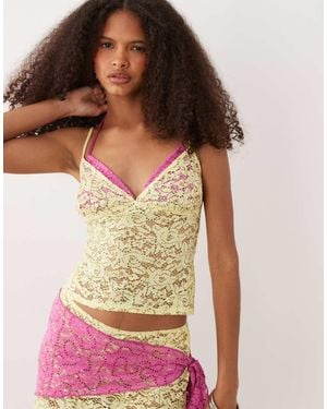 Motel Calya Singlet Top With Bra Detail - Multicolour
