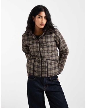 New Look Quilted Check Barn Jacket - Blue
