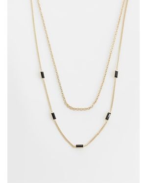 ASOS 2 Pack Chain Necklace With Black Stone Detail - White