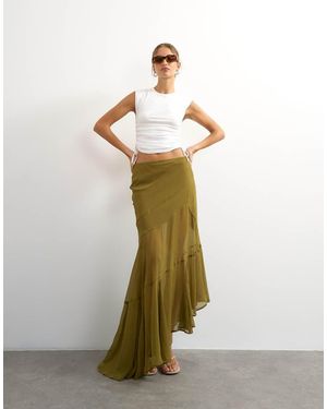 TOPSHOP Falda Maxi Asimétrica Con Paneles Transparentes En-Azul - Verde