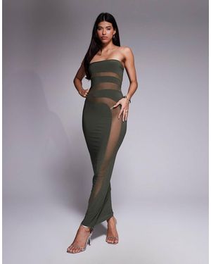 ASOS Vestido Largo Con Escote Palabra De Honor Y Detalle Moldeador De -Verde