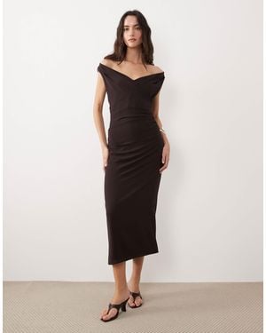Mango Off The Shoulder Maxi Dress - Natural
