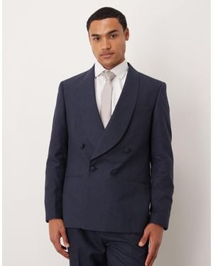 ASOS Cotton Linen Blend Regular Suit Jacket - Blue