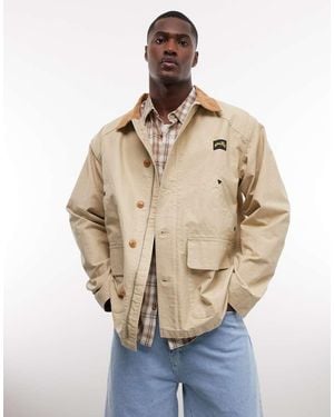 Stan Ray Button Up Utility Style Jacket With Contrast Collar - Natural