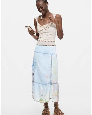 Desigual Midi Denim Skirt - Blue