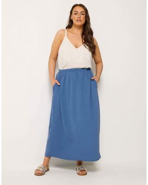 Yours Clothing Woven Midi Skirt - Blue