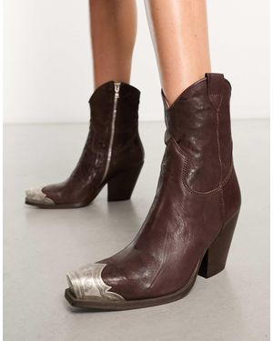Free People Brayden - bottines style santiags en cuir avec bout renforcé - fudge foncé - Marron