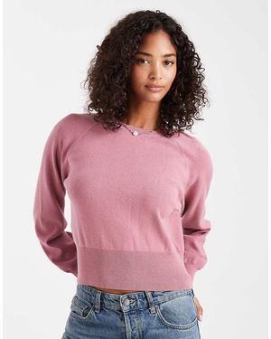 ASOS Knit Crew Neck Jumper With Waisted Detail - Pink