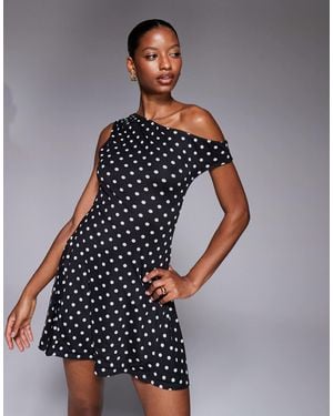 Kaiia – exclusive – doppellagiges, figurbetontes skater-minikleid aus netzstoff - Blau