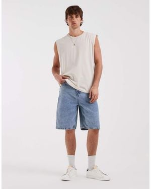 Blend Loose Fit Denim Shorts - Blue