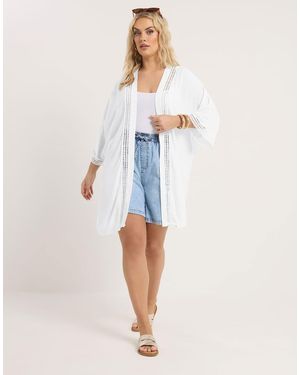 Yours Clothing Crinkle Beach Kimono - Blue