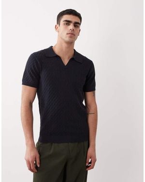 New Look Cable Knitted Collared T-shirt - Black