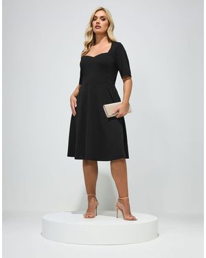 Yours Clothing Panel Skater Dress - Black