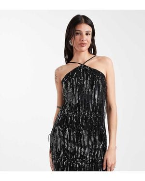 ONLY Tassle Sequins Halterneck Mini Dress - Black