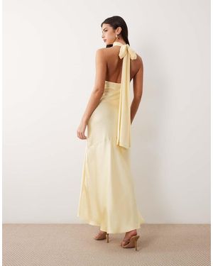 Gina Tricot Shawl Halterneck Maxi Dress - Natural