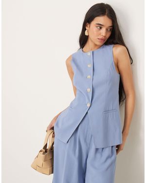 Nobody's Child Longline Crew Neck Waistcoat Co-ord - Blue