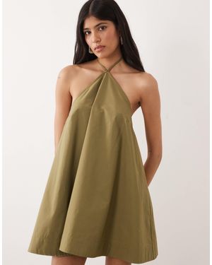 ASOS Poplin Halter Neck Swing Mini Sundress - Green