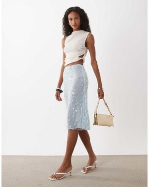 ASOS Embellished Sheer Midi Skirt - White