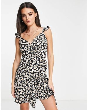 River Island Frill Wrap Tie Mini Dress - White