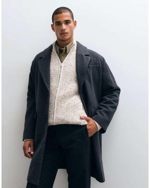 ASOS Abrigo Largo De Tejido Efecto Lana De - Azul