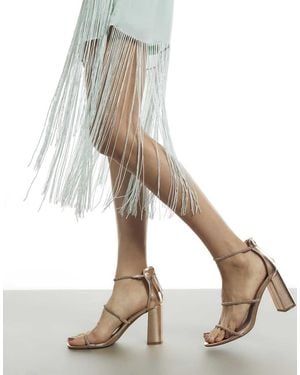 River Island Diamante Block Heeled Sandals - Natural