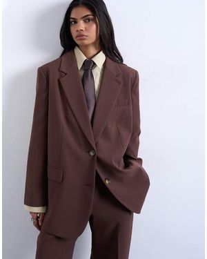 TOPSHOP 2 Button Relaxed Fit Blazer - Brown