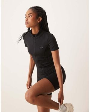 Tala Top De Manga Corta Para Correr Con Cremallera Skinluxe De - Negro