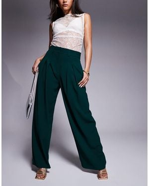 River Island Pleated Wide Leg Trouser - Blue