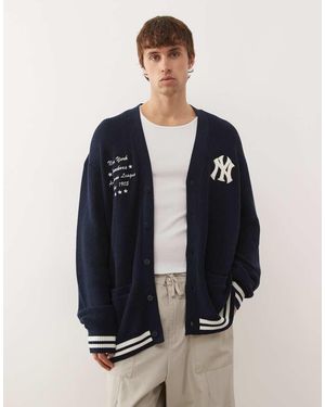 KTZ Ny Yankees Collegiate Script Button Up Cardigan - Blue