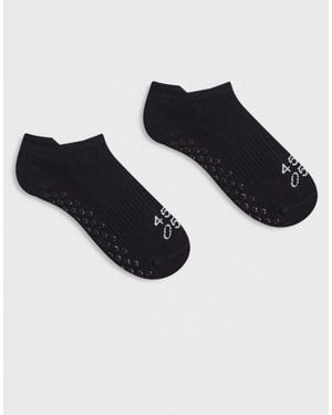 4505 2 Pack Pilates Grip Ankle Sock - Black