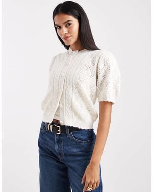 Levi's Gilet manches courtes en maille pointelle - crème - Blanc