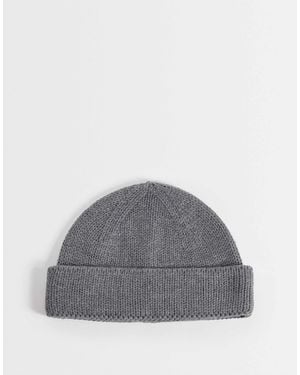 ASOS Knitted Rib Mini Fisherman Beanie - Gray