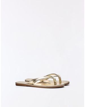 Bershka Flat Thong Sandals - White