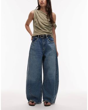 AllSaints Payton Cropped Barrel Leg Denim Jeans - Blue