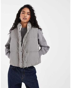 Levi's Gilet Imbottito Tate A Micro Quadri Nero - Grigio