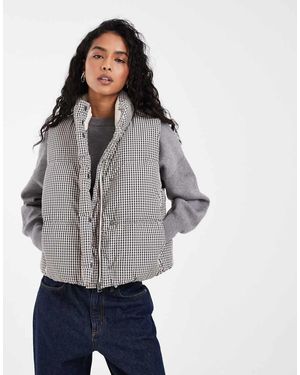 Levi's Tate Puffer Bodywarmer Met Microcheck - Grijs