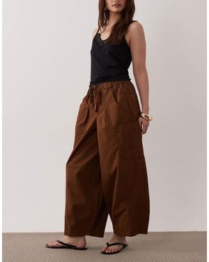ASOS Asos Design Petite Pull On Barrel Pants - Brown