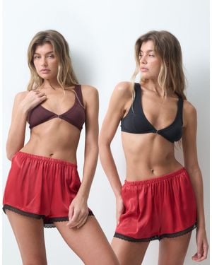 ASOS 2 Pack Cotton High Apex Bra - Red