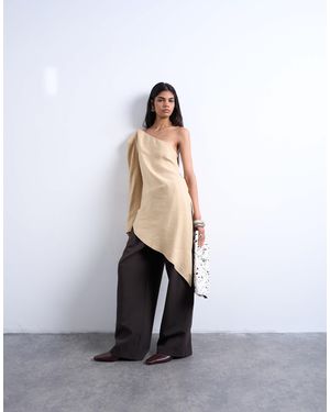 TOPSHOP – asymmetrisches cupro-oberteil - Weiß
